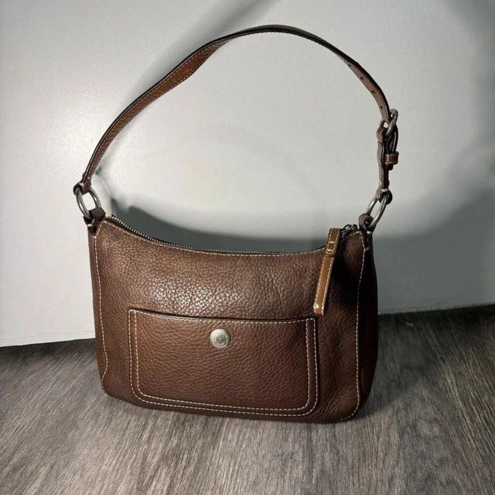 Vintage Coach F10890 Brown Pebbled Leather Hobo Shoulder Bag